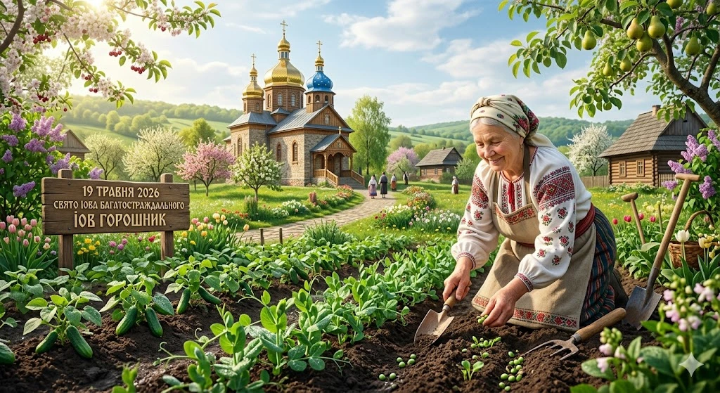 Посадка гороха возле церкви