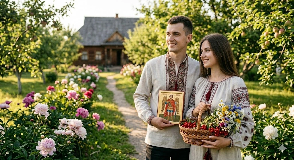 Молодые люди с иконой