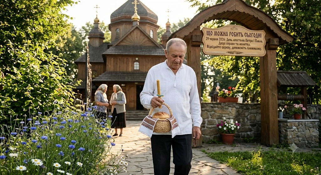 Мужчина с караваем и свечой