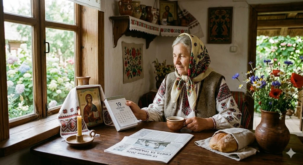 Пожила українка з календарем
