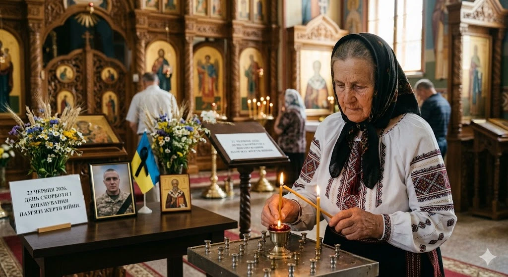 Жінка в церкві, скорбота