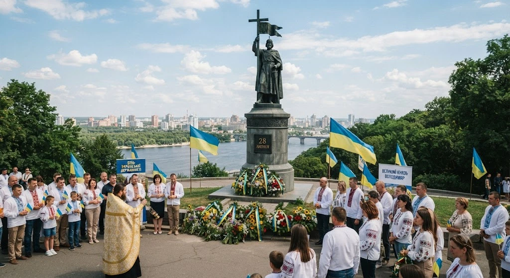 Празднование Дня государственности у памятника