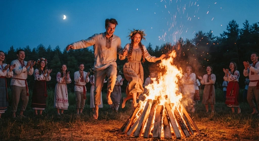 Прыжки через костер на Ивана Купала