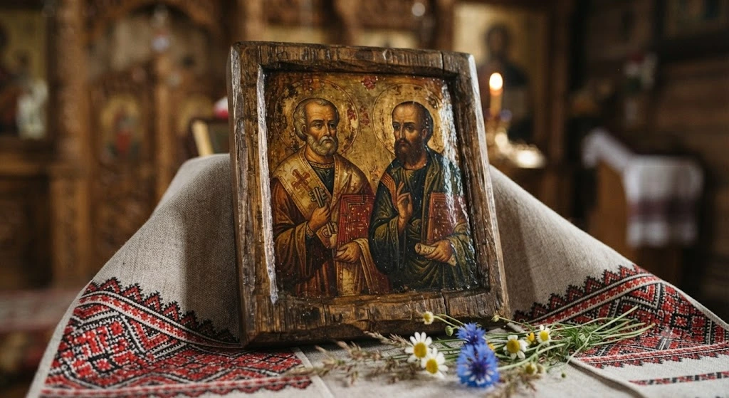 Старинная икона Петра и Павла