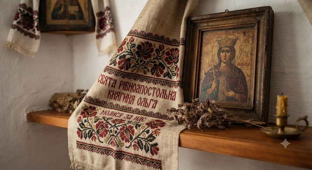 Старинная икона святой Ольги