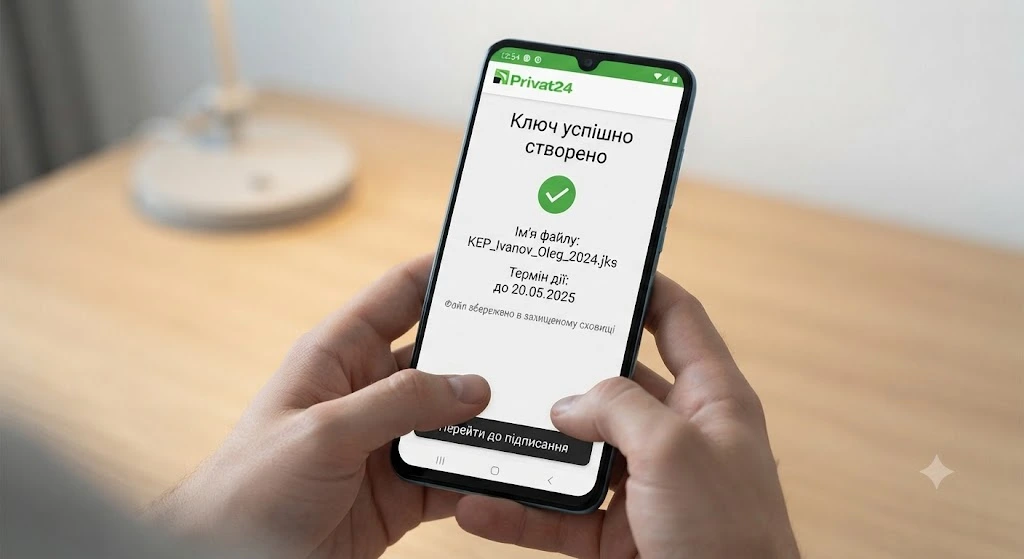 Як зробити електронний ключ (КЕП) у Приват24 через телефон в Україні